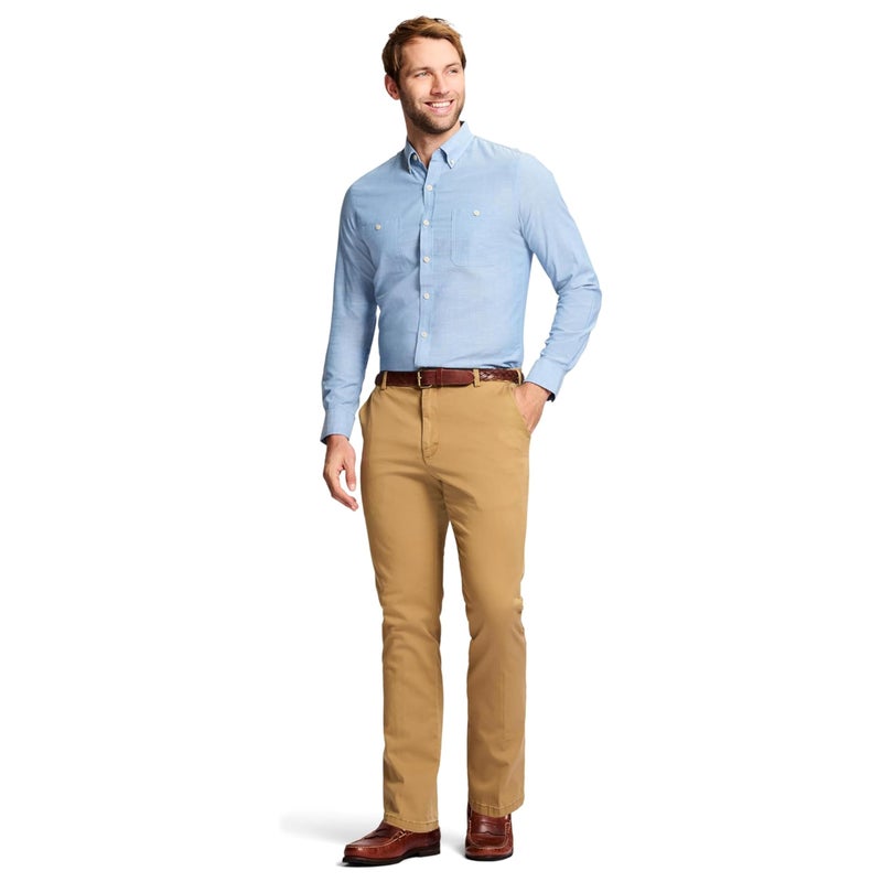 IZOD Men's Saltwater Stretch Flat-Front Chino Pants, Cognac Strt, 34W x 30L - Image 2